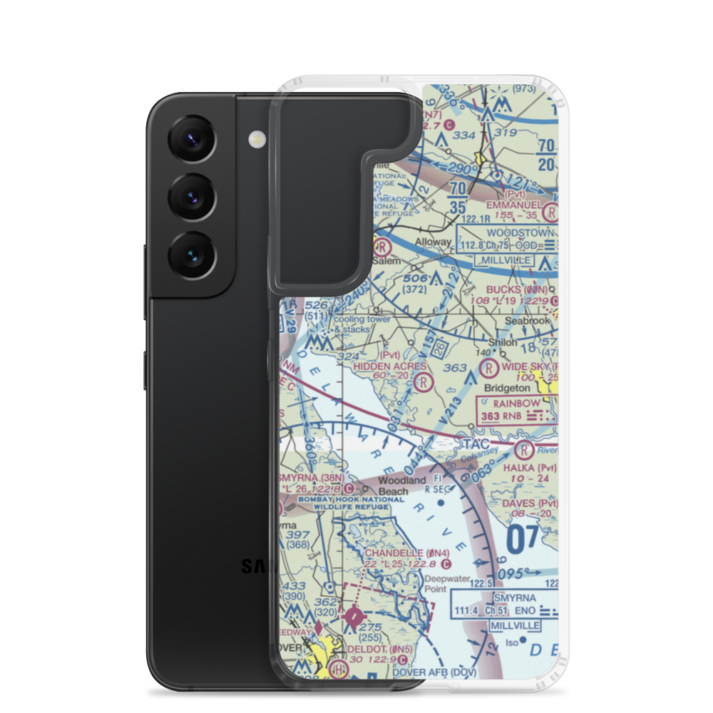 Newport Meadows Seaplane Base (NJ07) VFR Sectional Samsung Case Samsung Galaxy S22 model shown