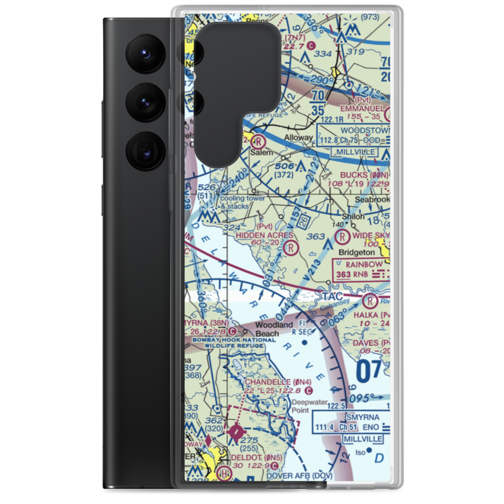 Newport Meadows Seaplane Base (NJ07) VFR Sectional Samsung Case Samsung Galaxy S22 Ultra model shown