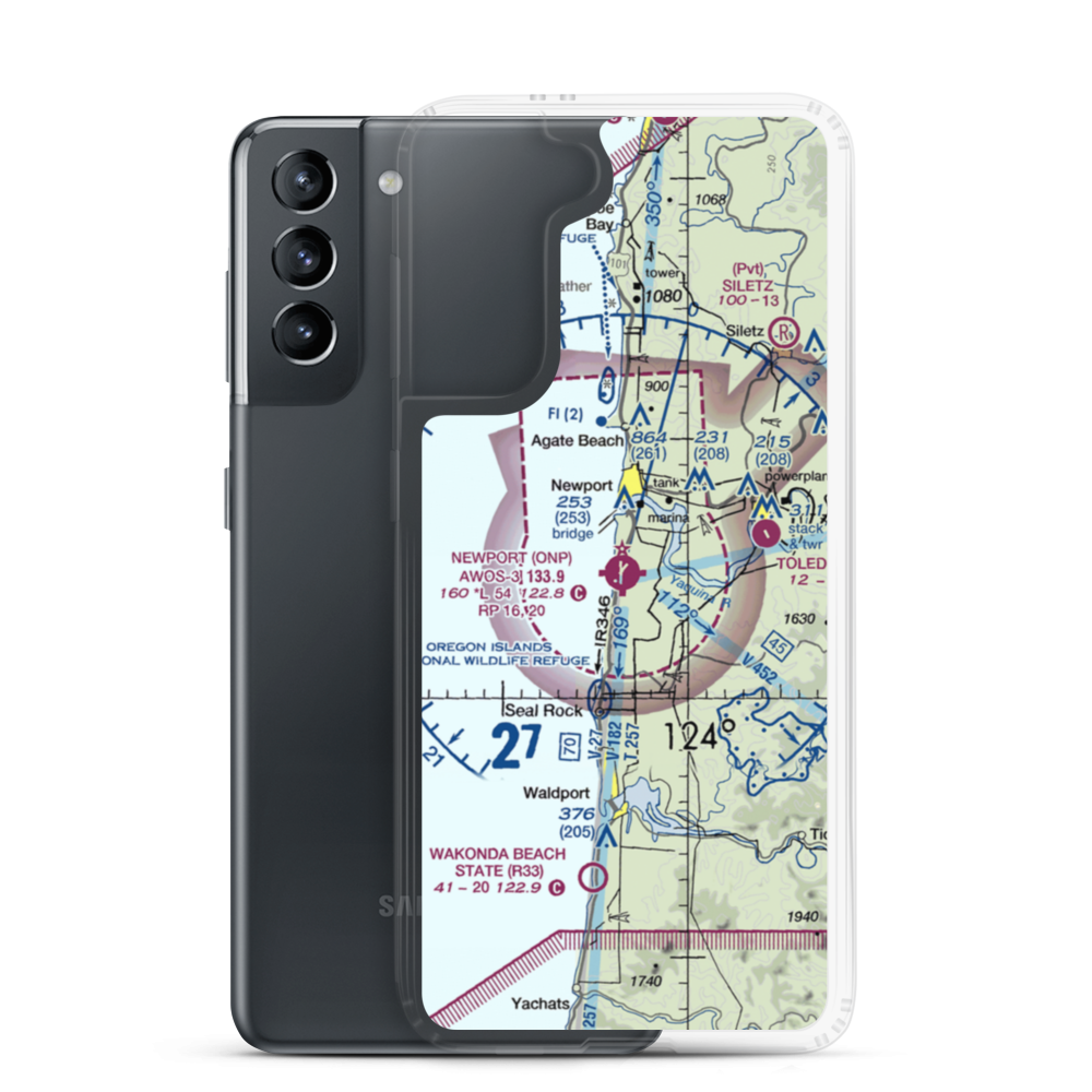Newport Municipal Airport (ONP) VFR Sectional Samsung Case Samsung Galaxy S21 model shown