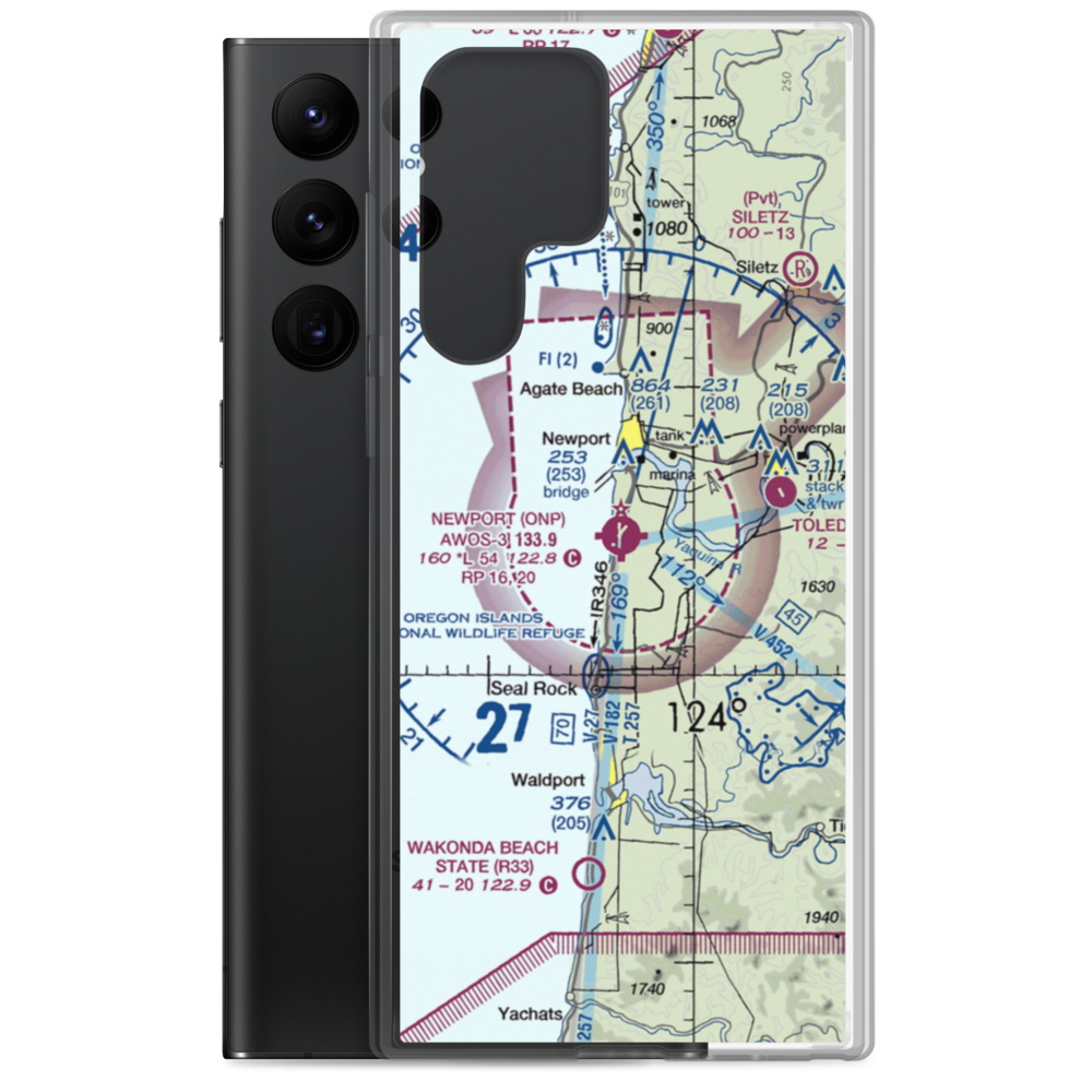 Newport Municipal Airport (ONP) VFR Sectional Samsung Case Samsung Galaxy S22 Ultra model shown