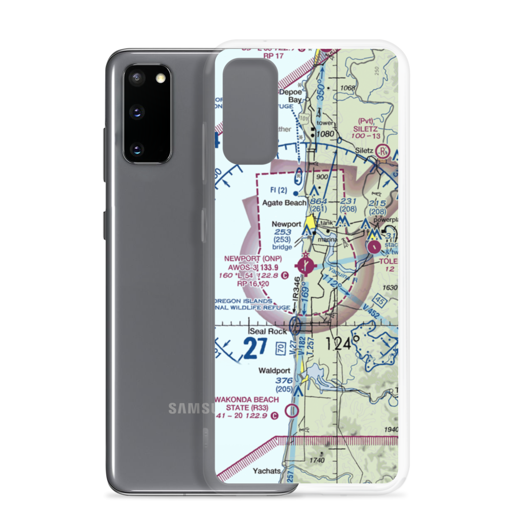 Newport Municipal Airport (ONP) VFR Sectional Samsung Case Samsung Galaxy S20 model shown