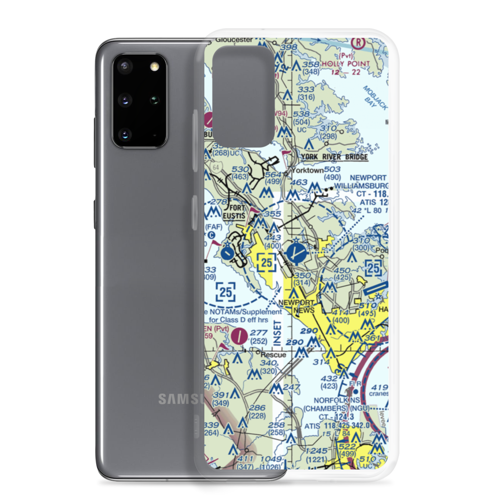 Newport News Williamsburg International Airport (PHF) VFR Sectional Samsung Case Samsung Galaxy S20 Plus model shown