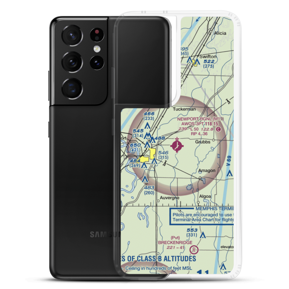 Newport Regional Airport (M19) VFR Sectional Samsung Case Samsung Galaxy S21 Ultra model shown