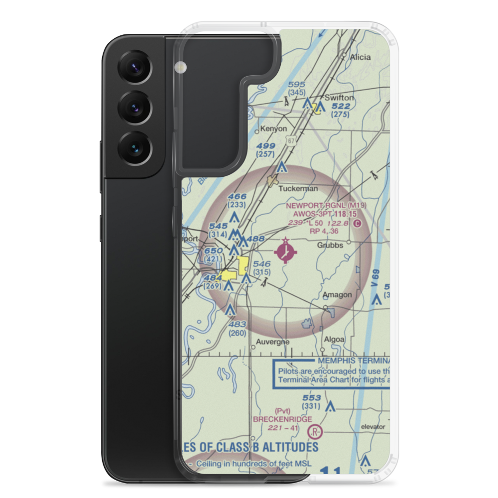 Newport Regional Airport (M19) VFR Sectional Samsung Case Samsung Galaxy S22 Plus model shown
