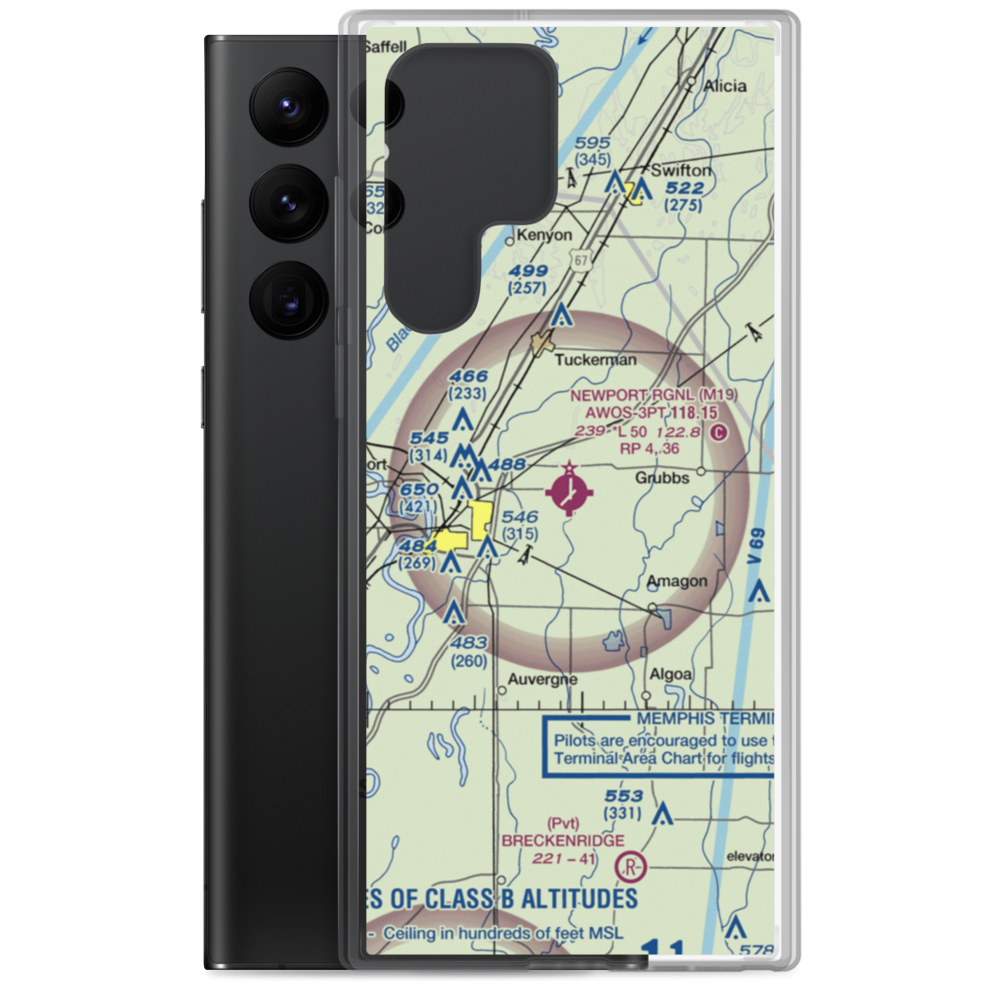 Newport Regional Airport (M19) VFR Sectional Samsung Case Samsung Galaxy S22 Ultra model shown