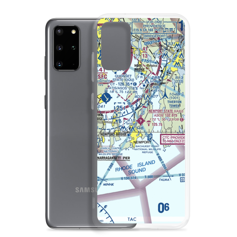 Newport State Airport (UUU) VFR Sectional Samsung Case Samsung Galaxy S20 Plus model shown