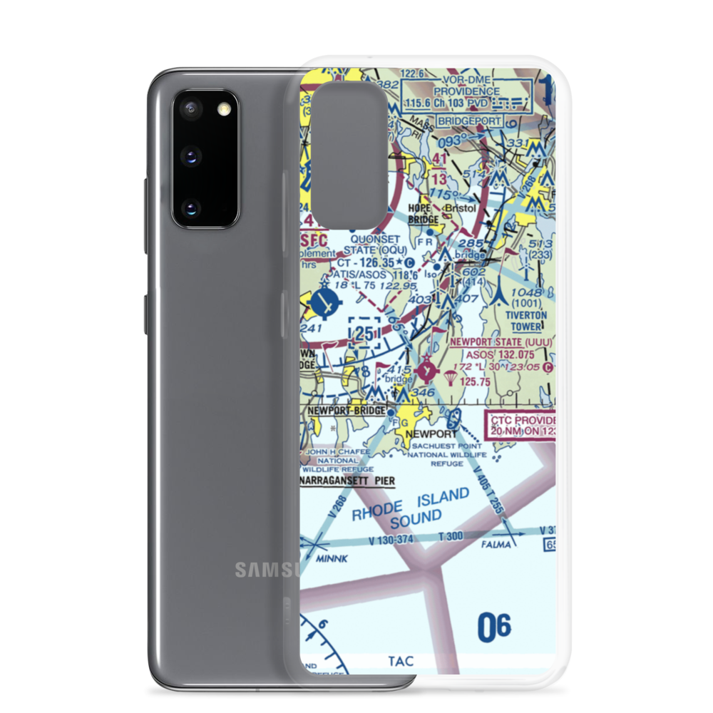 Newport State Airport (UUU) VFR Sectional Samsung Case Samsung Galaxy S20 model shown