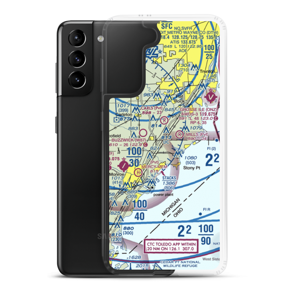 Newport Woods Airport (9MI2) VFR Sectional Samsung Case Samsung Galaxy S21 Plus model shown