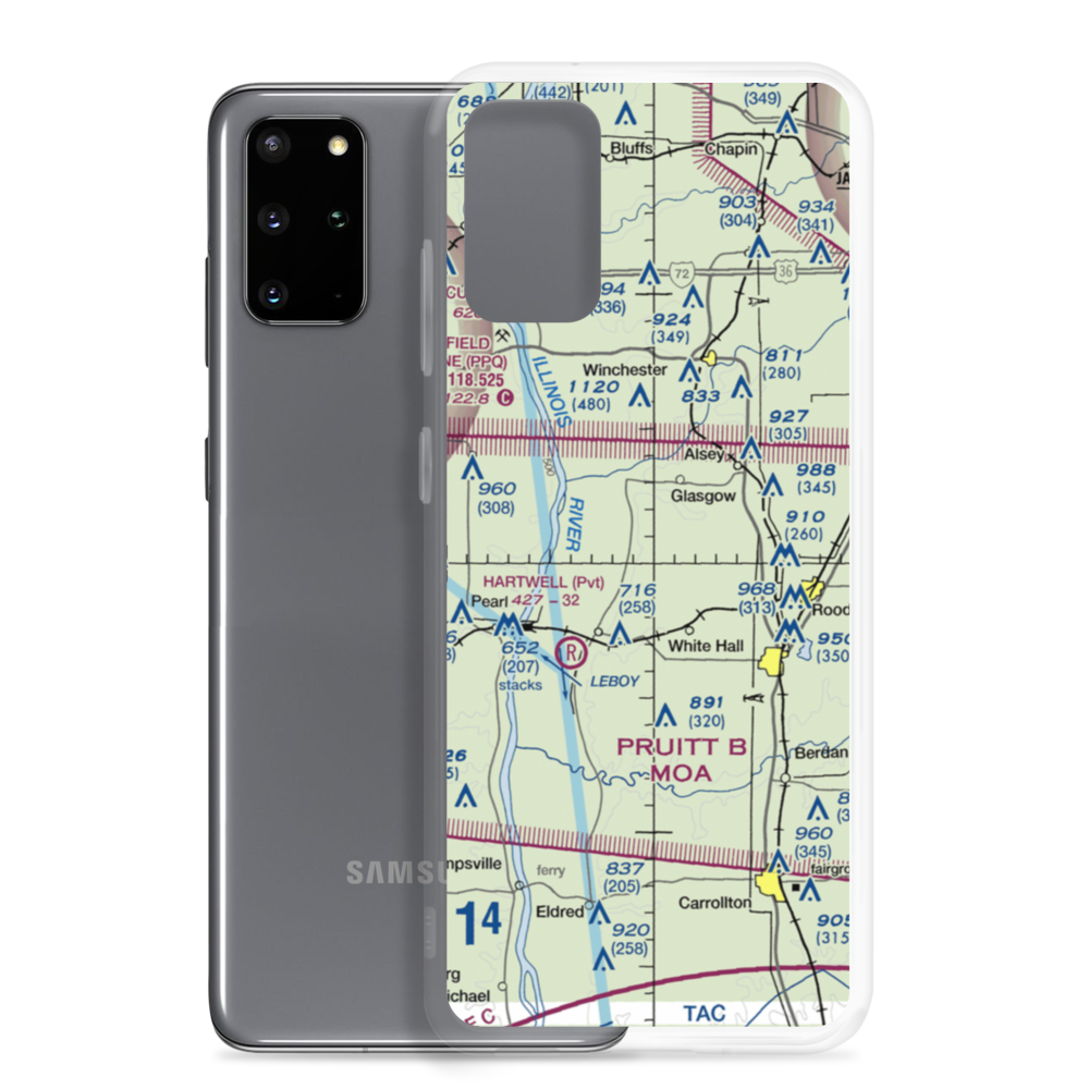 Newton Airport (IS85) VFR Sectional Samsung Case Samsung Galaxy S20 Plus model shown