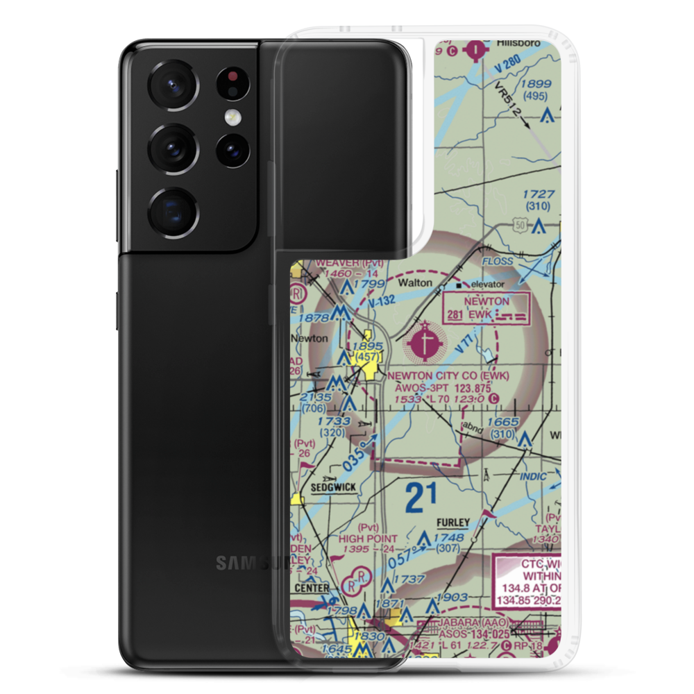 Newton City-County Airport (EWK) VFR Sectional Samsung Case Samsung Galaxy S21 Ultra model shown