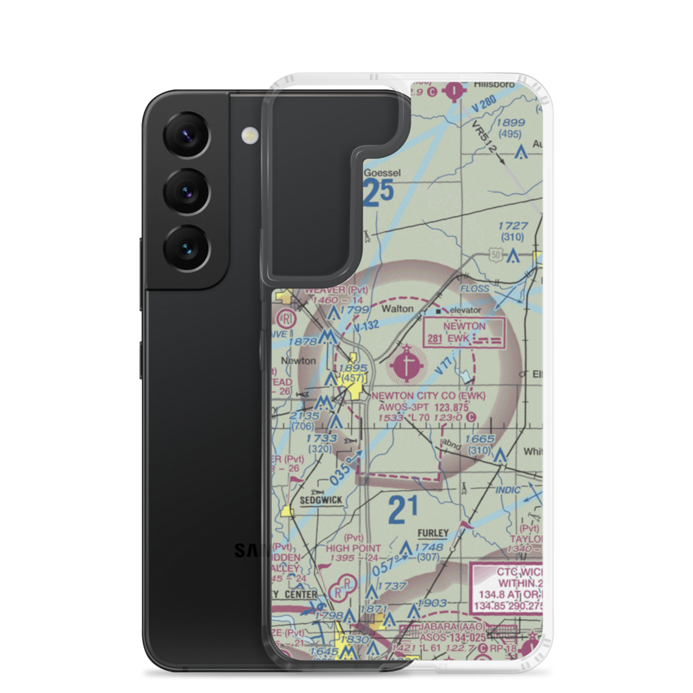 Newton City-County Airport (EWK) VFR Sectional Samsung Case Samsung Galaxy S22 model shown