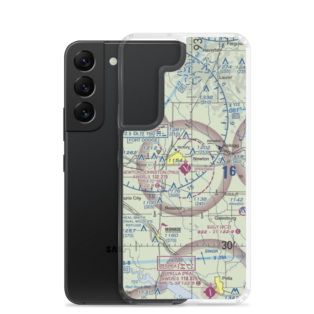 Newton Municipal Airport (TNU) VFR Sectional Samsung Case Samsung Galaxy S22 model shown