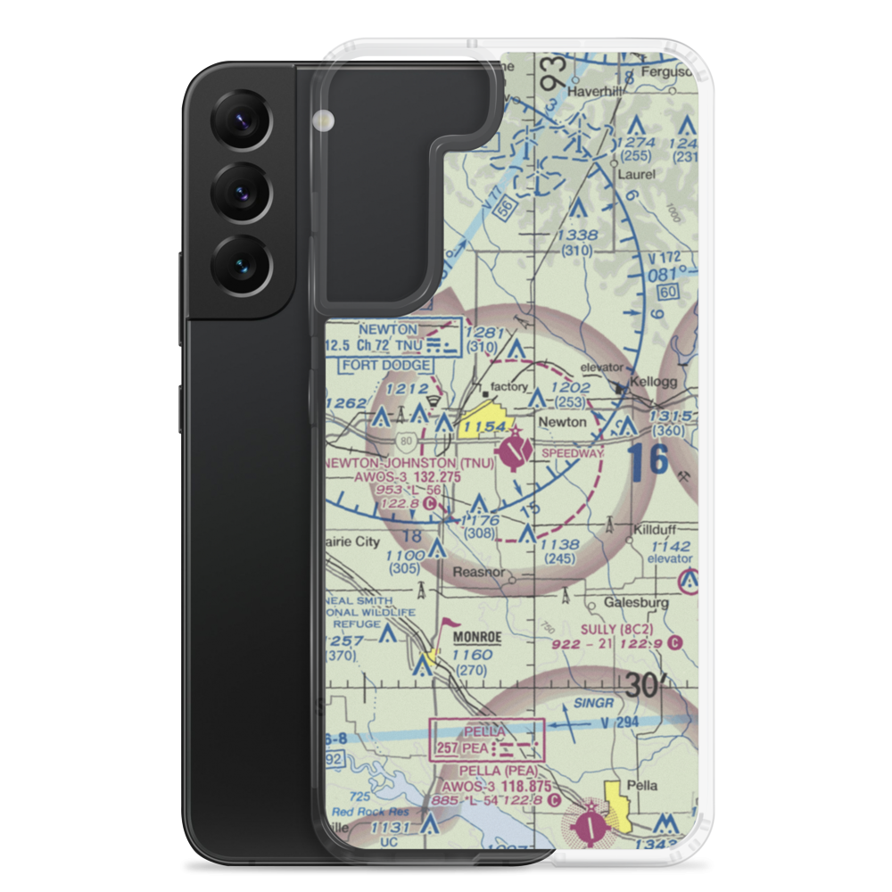 Newton Municipal Airport (TNU) VFR Sectional Samsung Case Samsung Galaxy S22 Plus model shown
