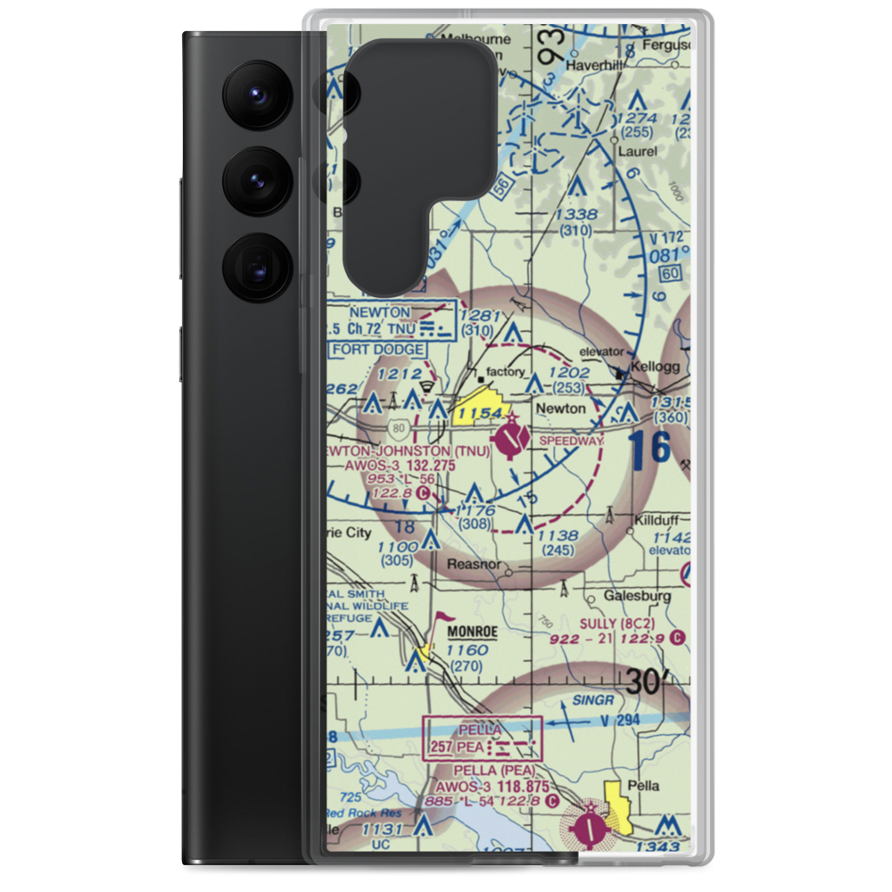 Newton Municipal Airport (TNU) VFR Sectional Samsung Case Samsung Galaxy S22 Ultra model shown