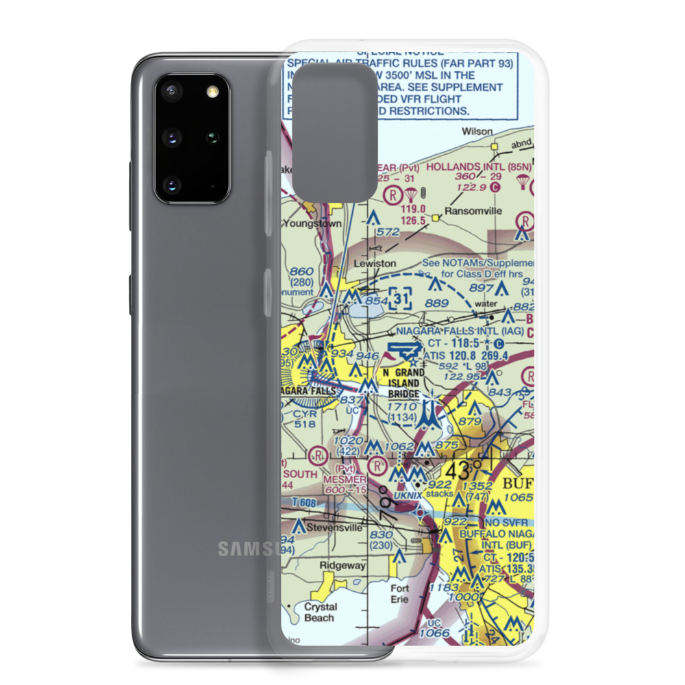 Niagara Falls International Airport (IAG) VFR Sectional Samsung Case Samsung Galaxy S20 Plus model shown