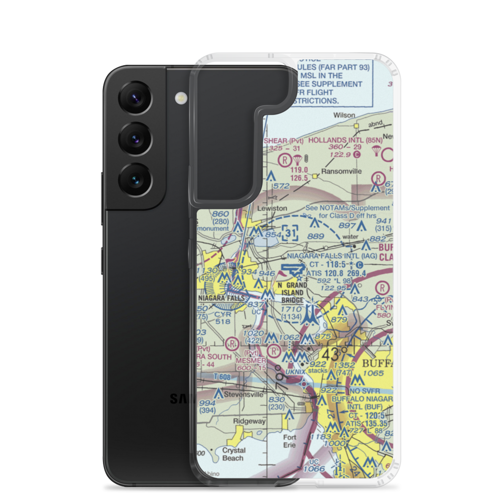 Niagara Falls International Airport (IAG) VFR Sectional Samsung Case Samsung Galaxy S22 model shown