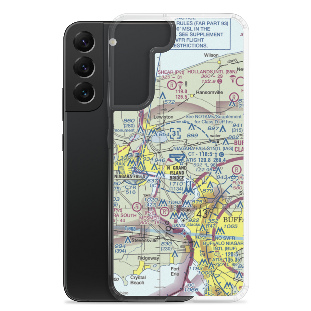 Niagara Falls International Airport (IAG) VFR Sectional Samsung Case Samsung Galaxy S22 Plus model shown