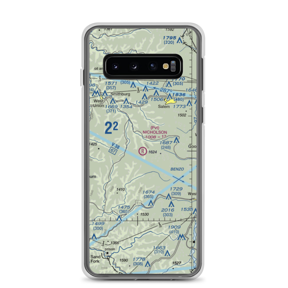 Nicholson Airport (75WV) VFR Sectional Samsung Case Samsung Galaxy S10 model shown
