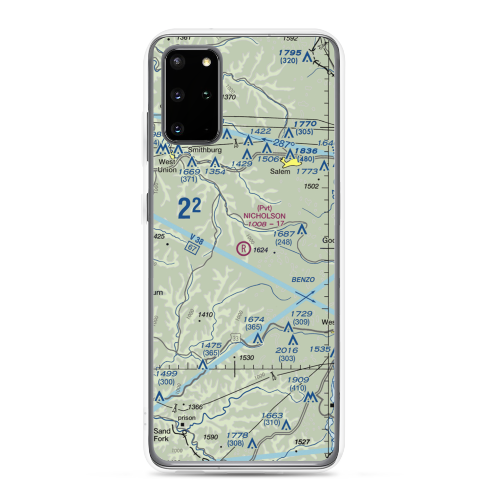 Nicholson Airport (75WV) VFR Sectional Samsung Case Samsung Galaxy S20 Plus model shown