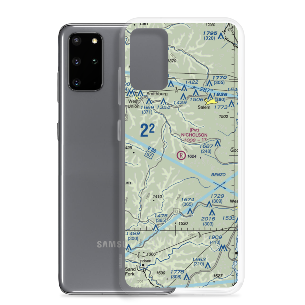 Nicholson Airport (75WV) VFR Sectional Samsung Case Samsung Galaxy S20 Plus model shown