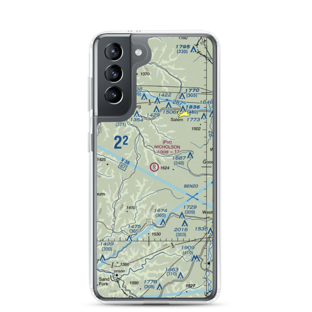 Nicholson Airport (75WV) VFR Sectional Samsung Case Samsung Galaxy S21 model shown