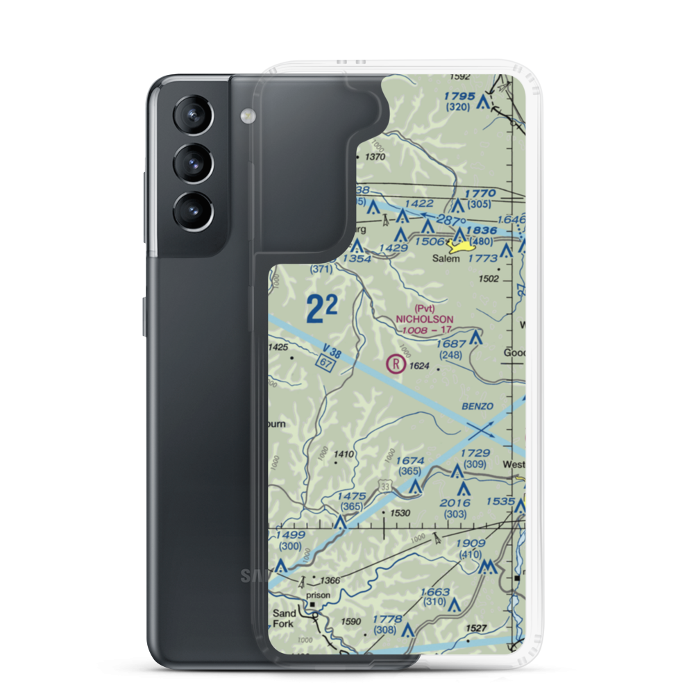 Nicholson Airport (75WV) VFR Sectional Samsung Case Samsung Galaxy S21 model shown