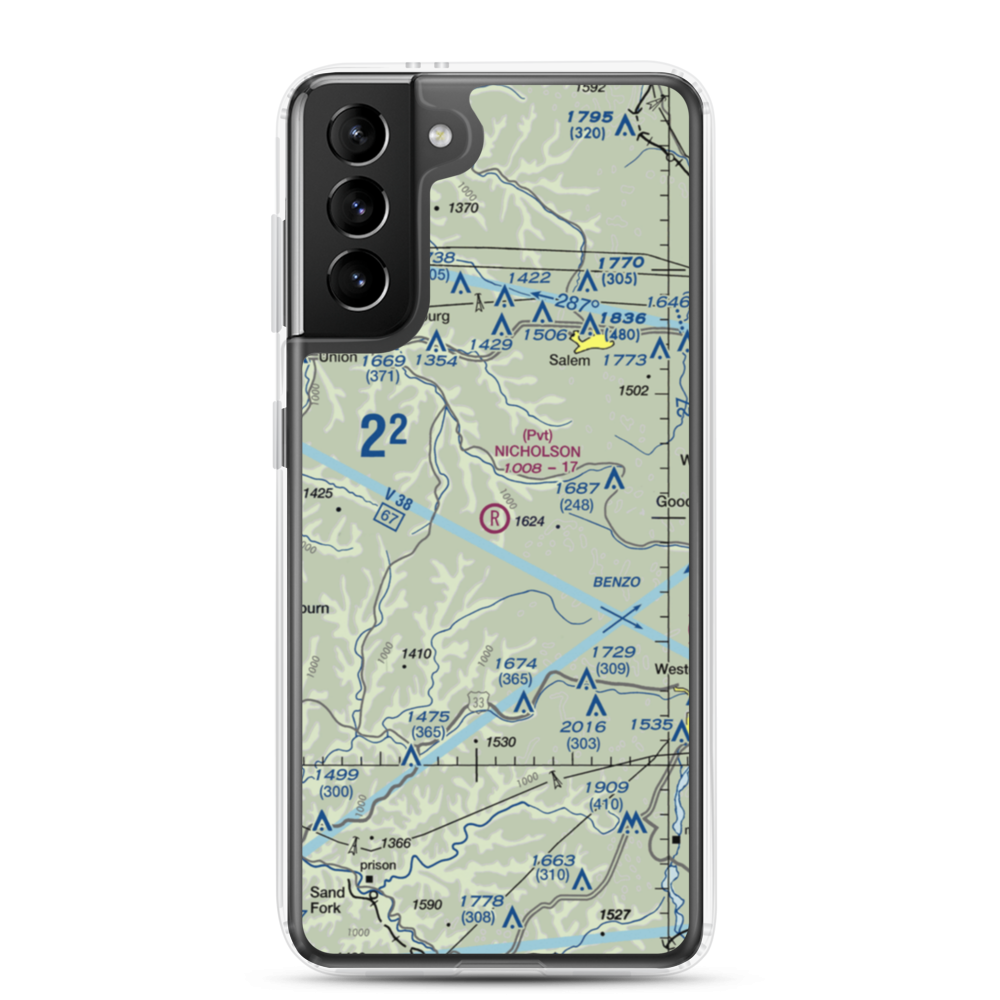 Nicholson Airport (75WV) VFR Sectional Samsung Case Samsung Galaxy S21 Plus model shown