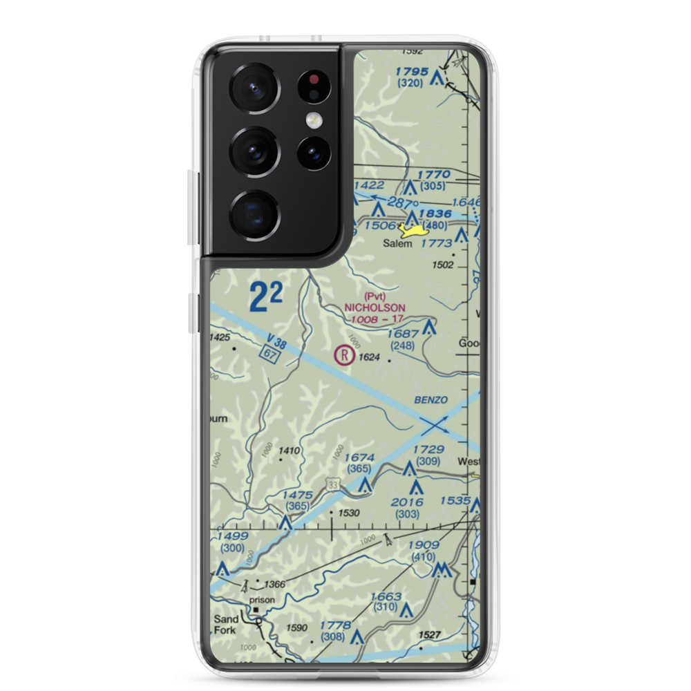 Nicholson Airport (75WV) VFR Sectional Samsung Case Samsung Galaxy S21 Ultra model shown