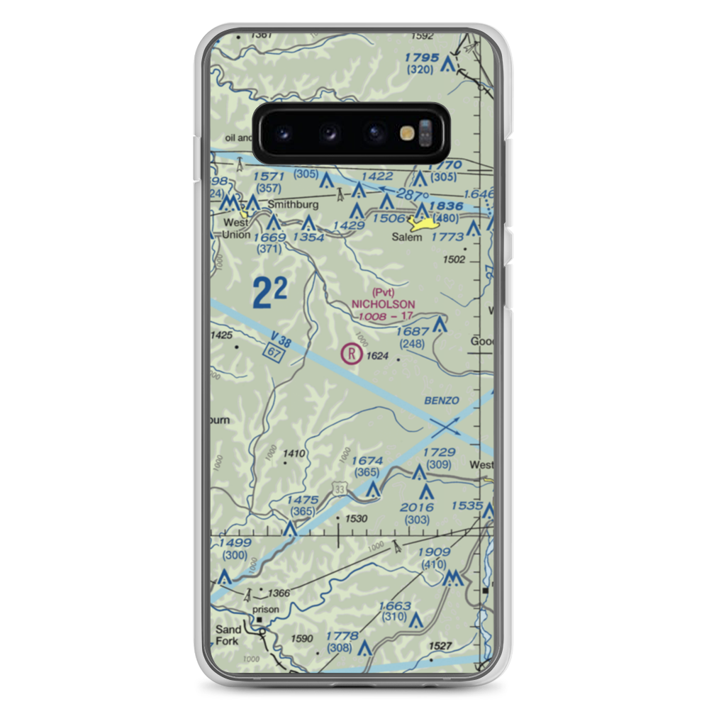 Nicholson Airport (75WV) VFR Sectional Samsung Case Samsung Galaxy S10+ model shown
