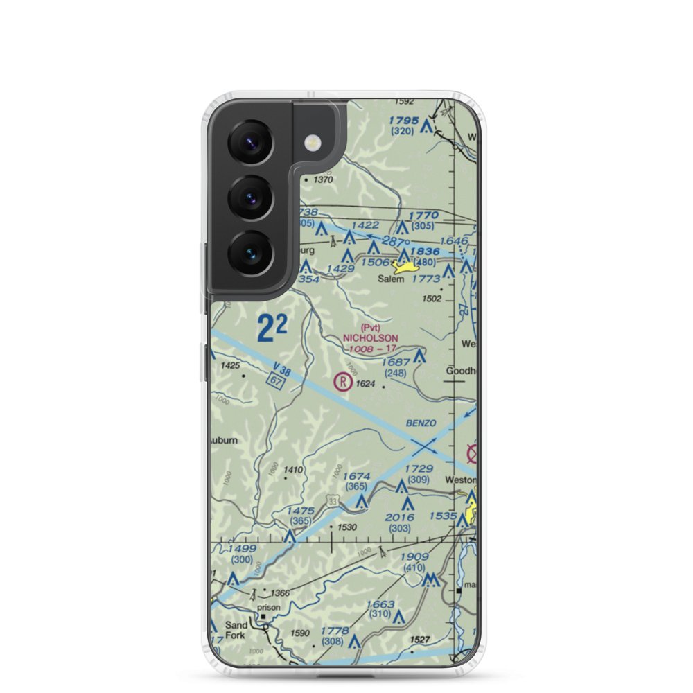 Nicholson Airport (75WV) VFR Sectional Samsung Case Samsung Galaxy S22 model shown
