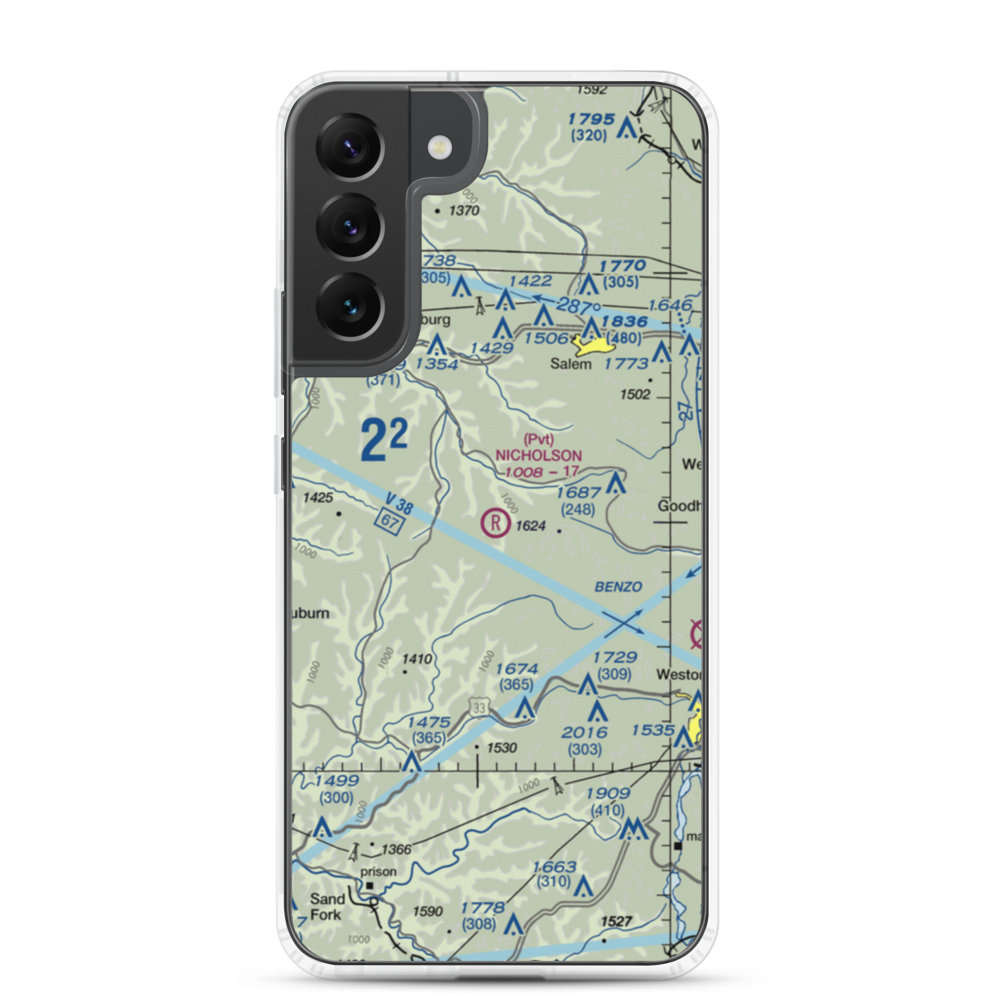 Nicholson Airport (75WV) VFR Sectional Samsung Case Samsung Galaxy S22 Plus model shown