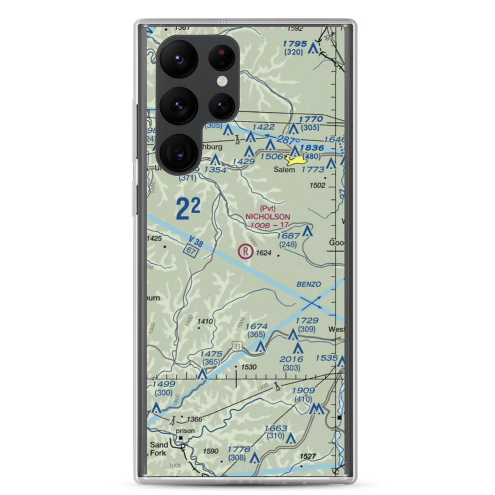 Nicholson Airport (75WV) VFR Sectional Samsung Case Samsung Galaxy S22 Ultra model shown
