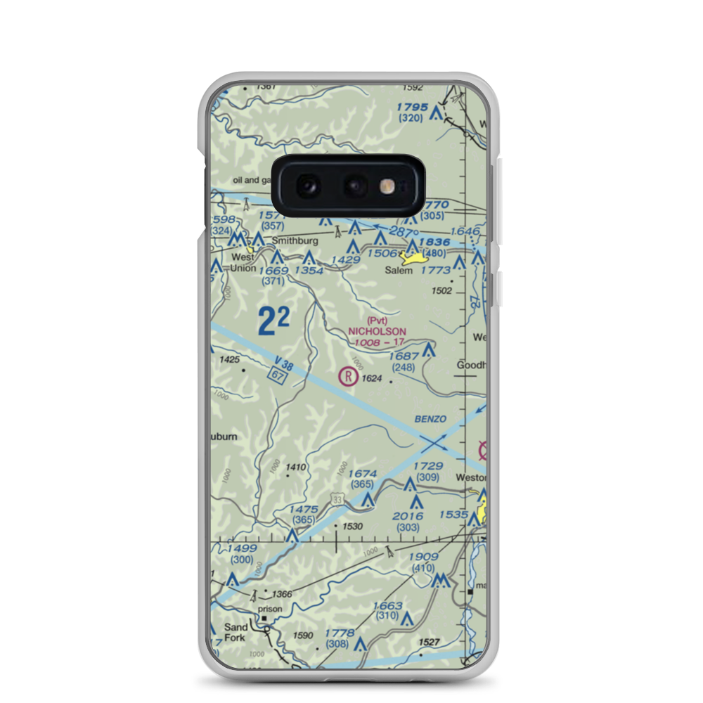 Nicholson Airport (75WV) VFR Sectional Samsung Case Samsung Galaxy S10e model shown