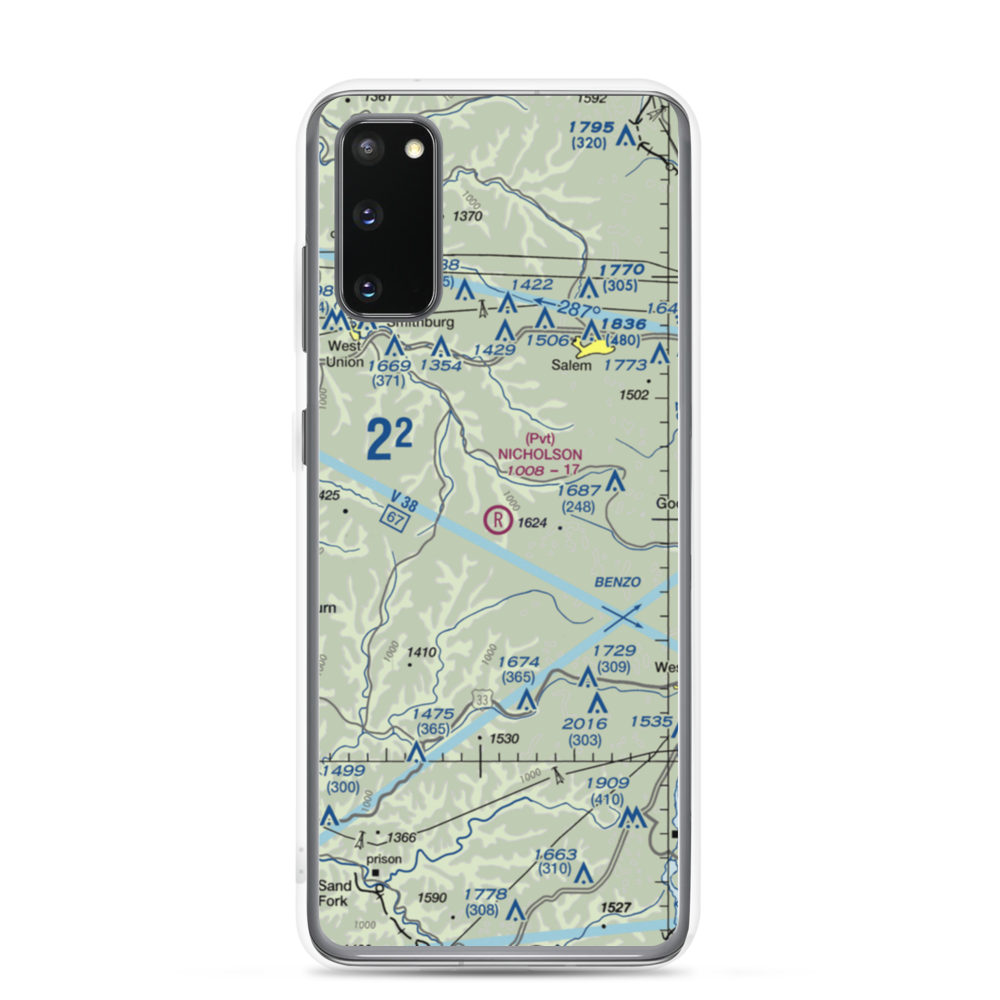 Nicholson Airport (75WV) VFR Sectional Samsung Case Samsung Galaxy S20 model shown
