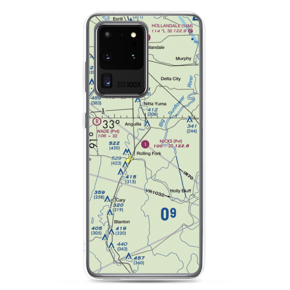 Nick's Flying Service Inc Airport (04MS) VFR Sectional Samsung Case Samsung Galaxy S20 Ultra model shown