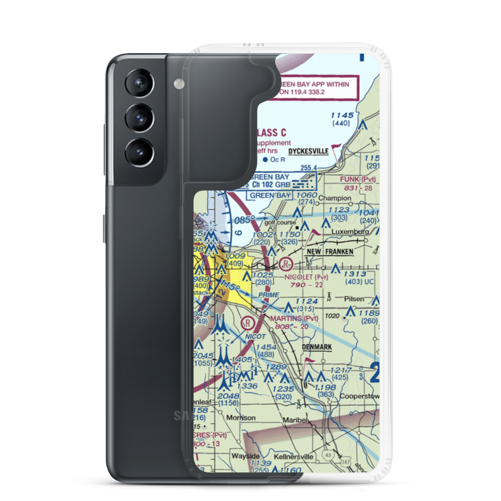 Nicolet Airport (88WI) VFR Sectional Samsung Case Samsung Galaxy S21 model shown