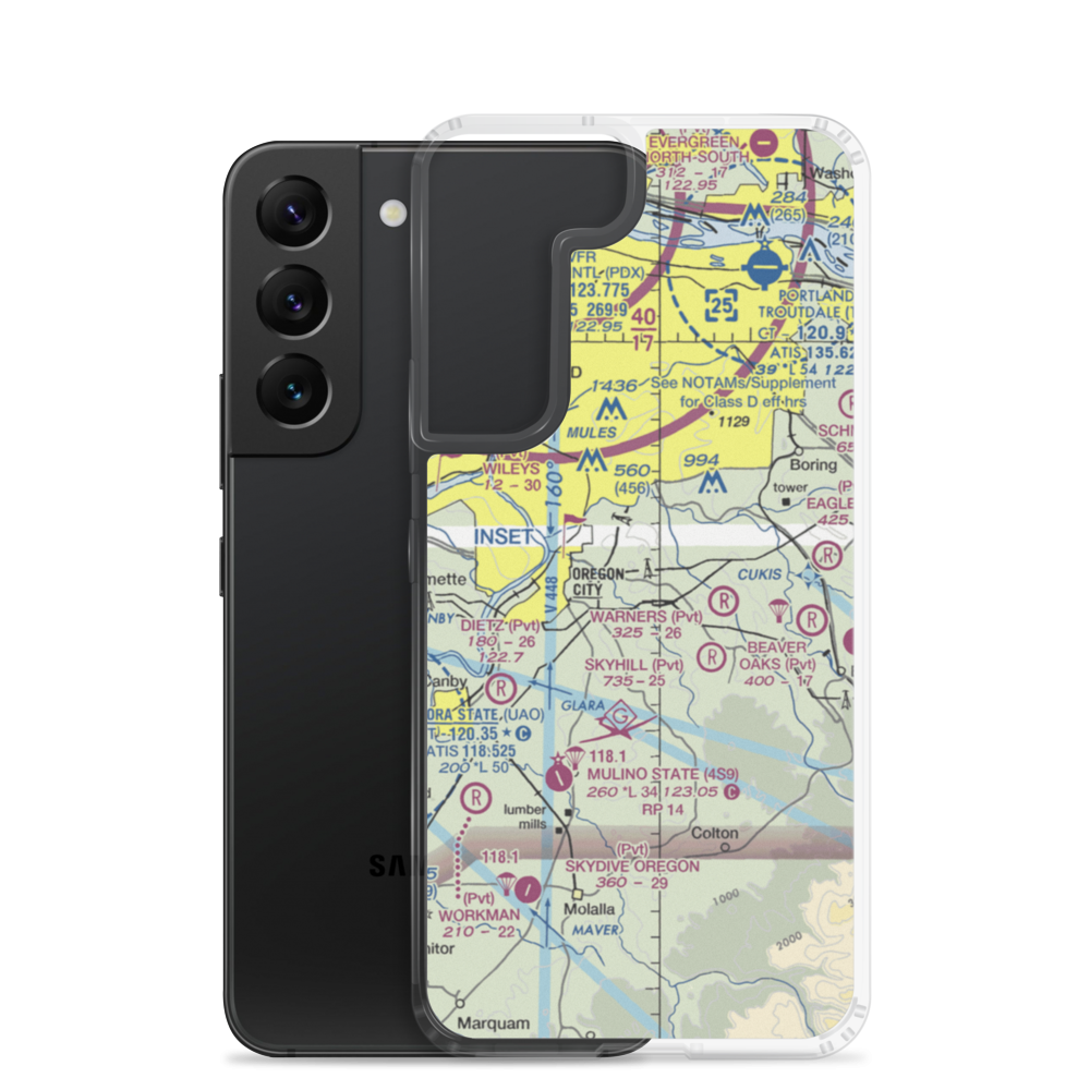 Nielsen Airport (2OR0) VFR Sectional Samsung Case Samsung Galaxy S22 model shown