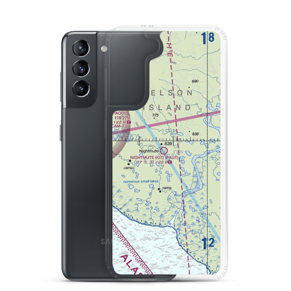 Nightmute Airport (IGT) VFR Sectional Samsung Case Samsung Galaxy S21 model shown