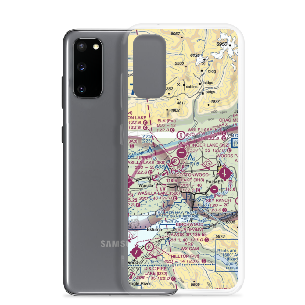Niklason Lake Estates Airport (3AK2) VFR Sectional Samsung Case Samsung Galaxy S20 model shown