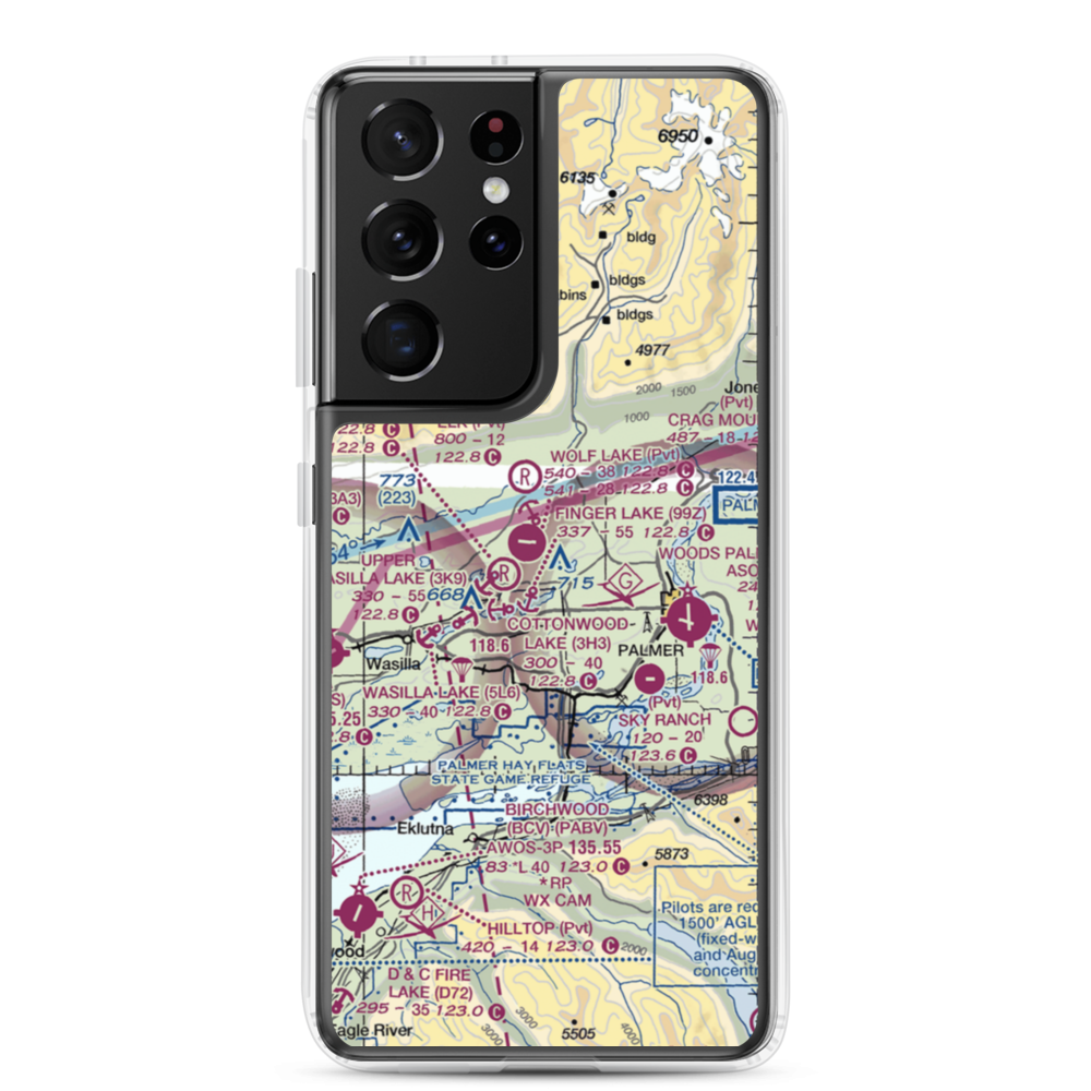 Niklason Lake Seaplane Base (4AK0) VFR Sectional Samsung Case Samsung Galaxy S21 Ultra model shown