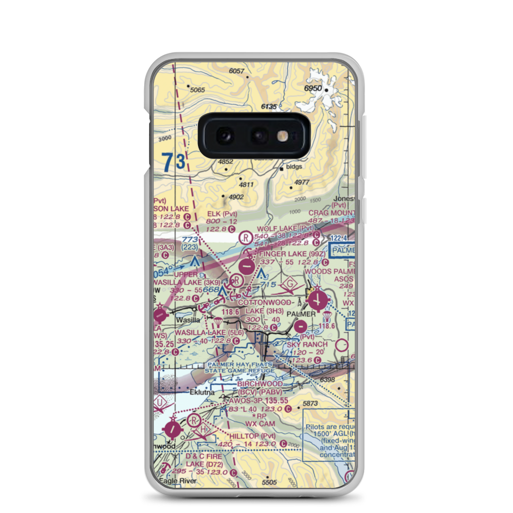 Niklason Lake Seaplane Base (4AK0) VFR Sectional Samsung Case Samsung Galaxy S10e model shown