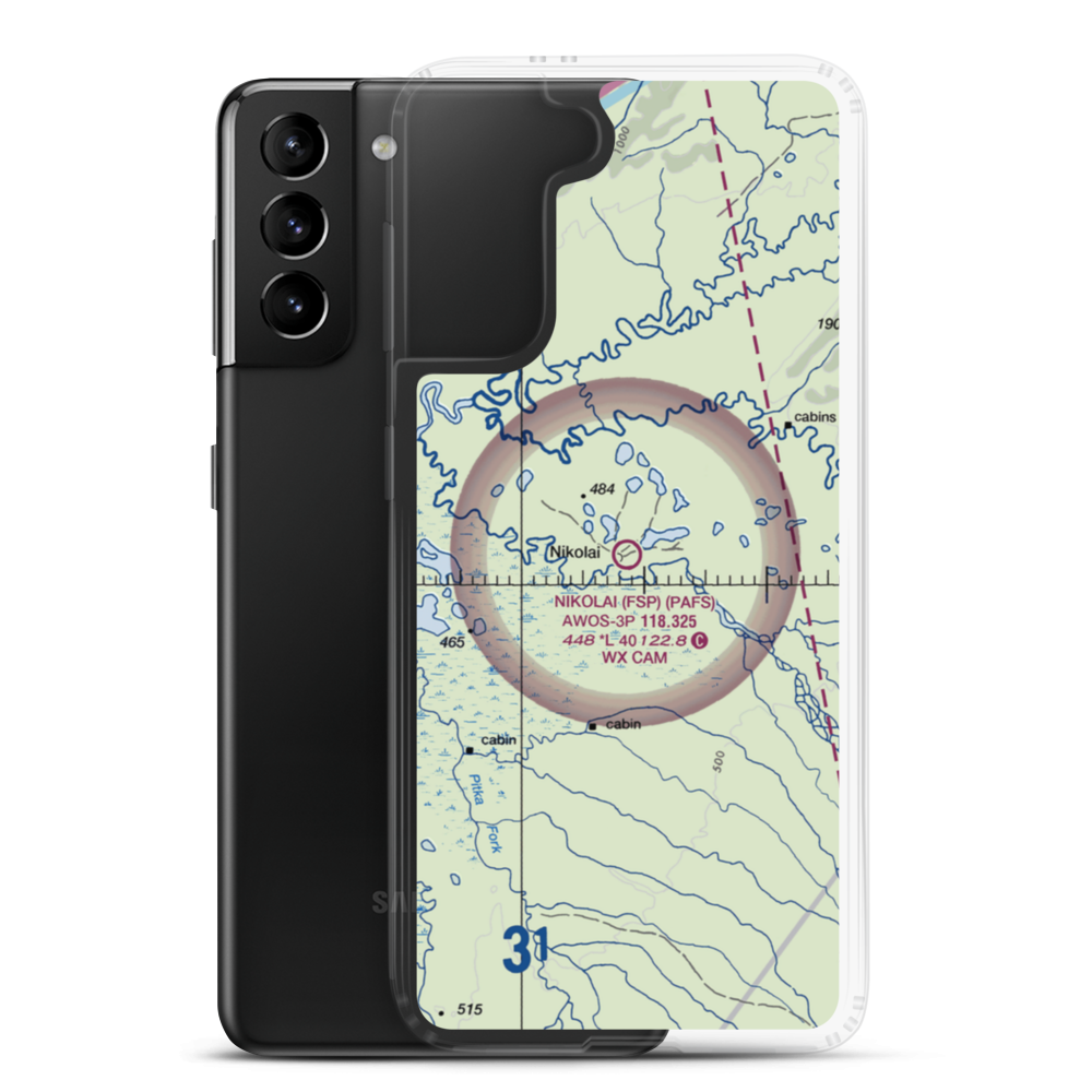 Nikolai Airport (FSP) VFR Sectional Samsung Case Samsung Galaxy S21 Plus model shown