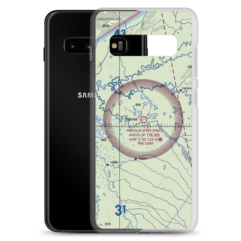 Nikolai Airport (FSP) VFR Sectional Samsung Case Samsung Galaxy S10+ model shown