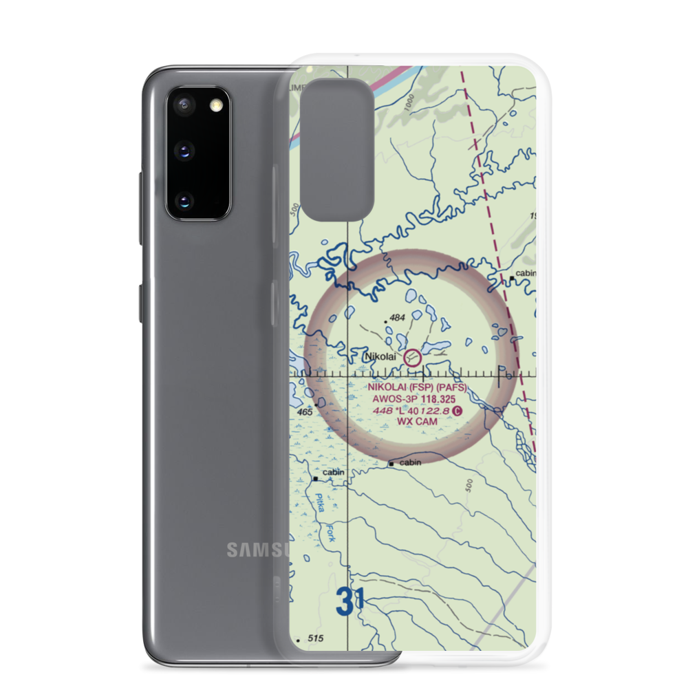 Nikolai Airport (FSP) VFR Sectional Samsung Case Samsung Galaxy S20 model shown