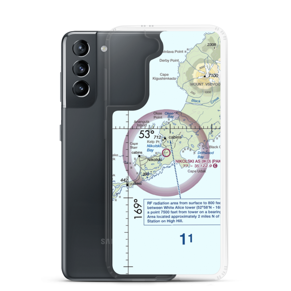 Nikolski Air Station (IKO) VFR Sectional Samsung Case Samsung Galaxy S21 model shown