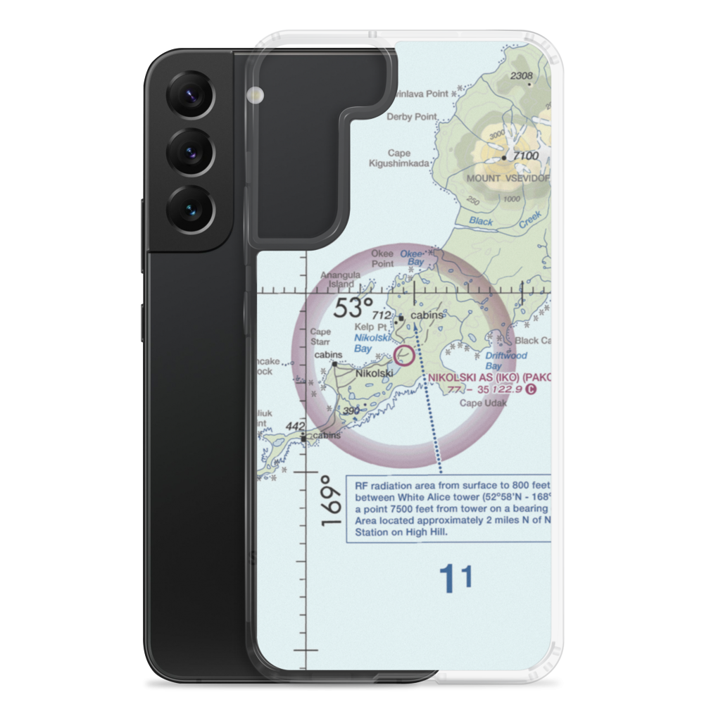 Nikolski Air Station (IKO) VFR Sectional Samsung Case Samsung Galaxy S22 Plus model shown