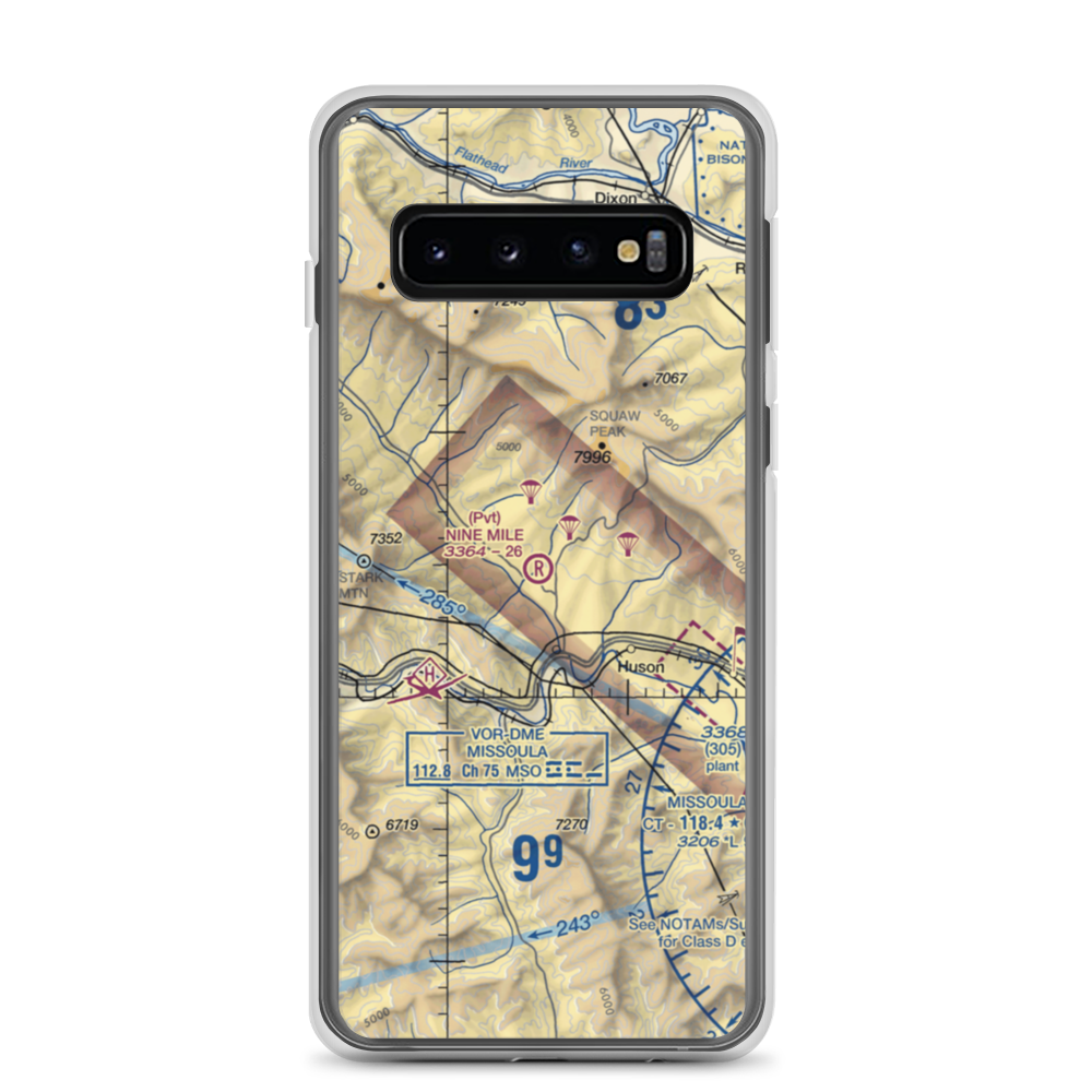 Nine Mile Airport (MT52) VFR Sectional Samsung Case Samsung Galaxy S10 model shown