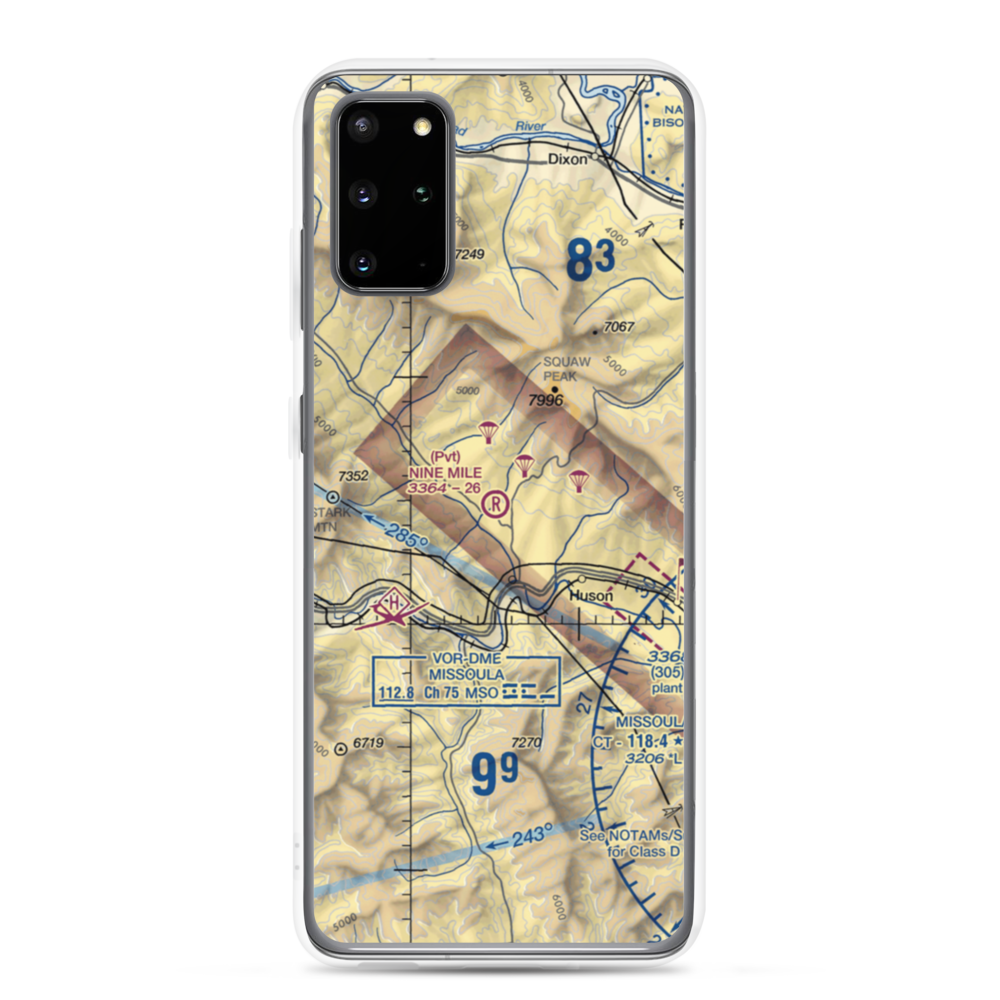 Nine Mile Airport (MT52) VFR Sectional Samsung Case Samsung Galaxy S20 Plus model shown