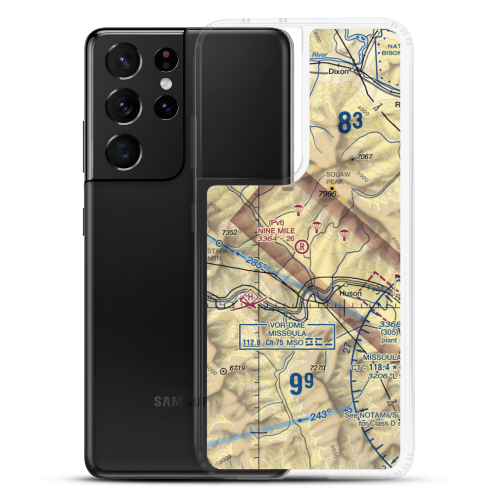 Nine Mile Airport (MT52) VFR Sectional Samsung Case Samsung Galaxy S21 Ultra model shown