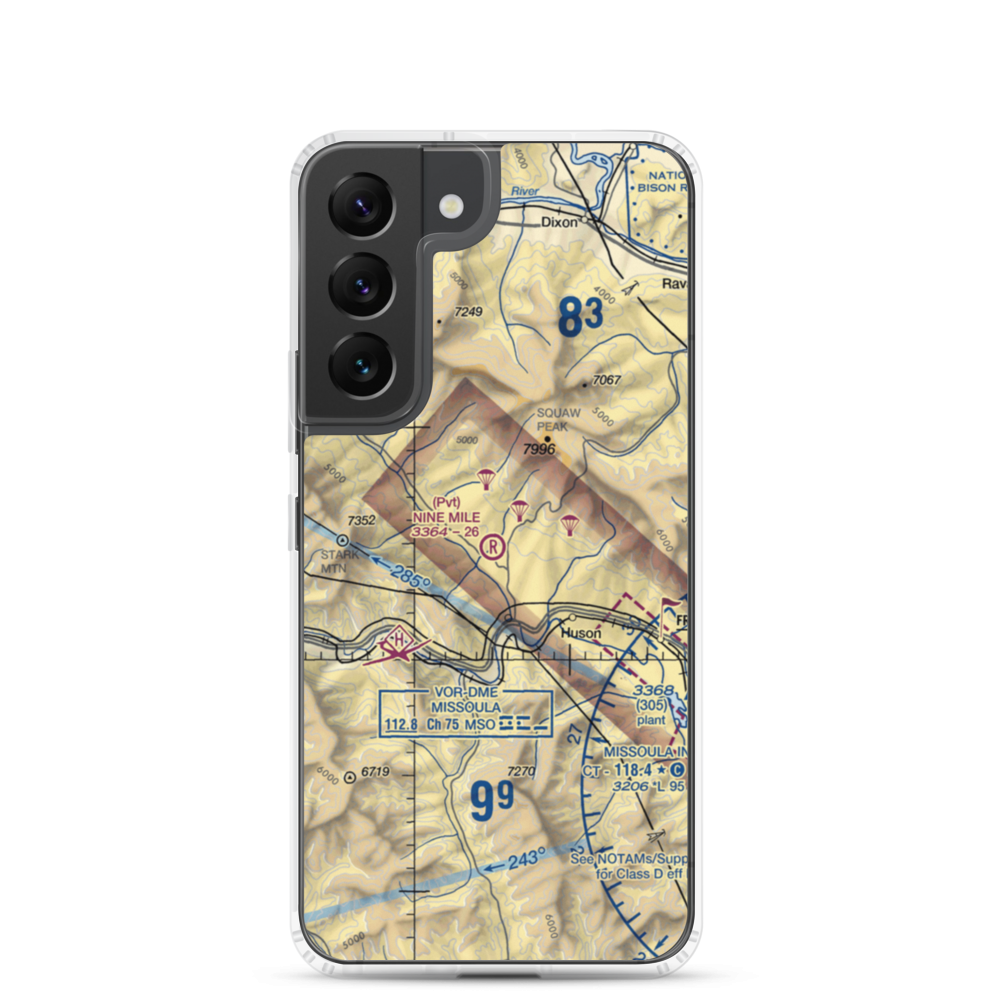 Nine Mile Airport (MT52) VFR Sectional Samsung Case Samsung Galaxy S22 model shown